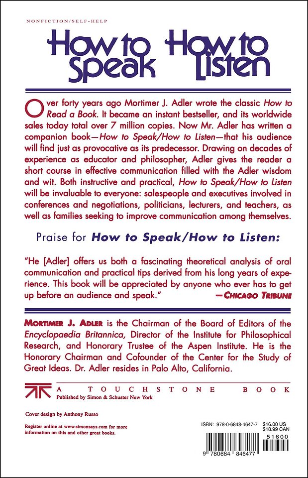 How to Speak How to Listen