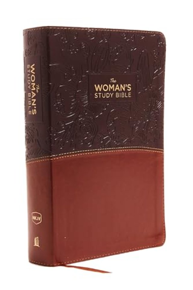 NKJV, The Woman's Study Bible, Leathersoft, Brown/Burgundy, Red Letter, Full-Color Edition, Thumb Indexed