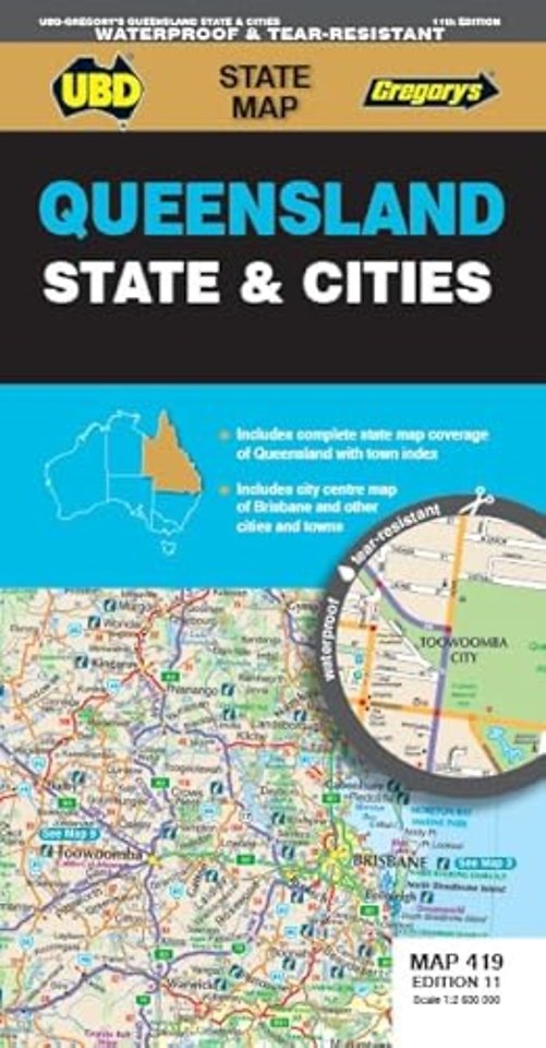 Queensland State & Cities Map 419 11th ed (waterproof)