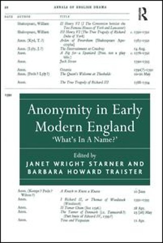 Anonymity in Early Modern England