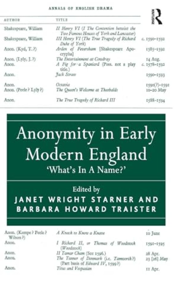 Anonymity in Early Modern England