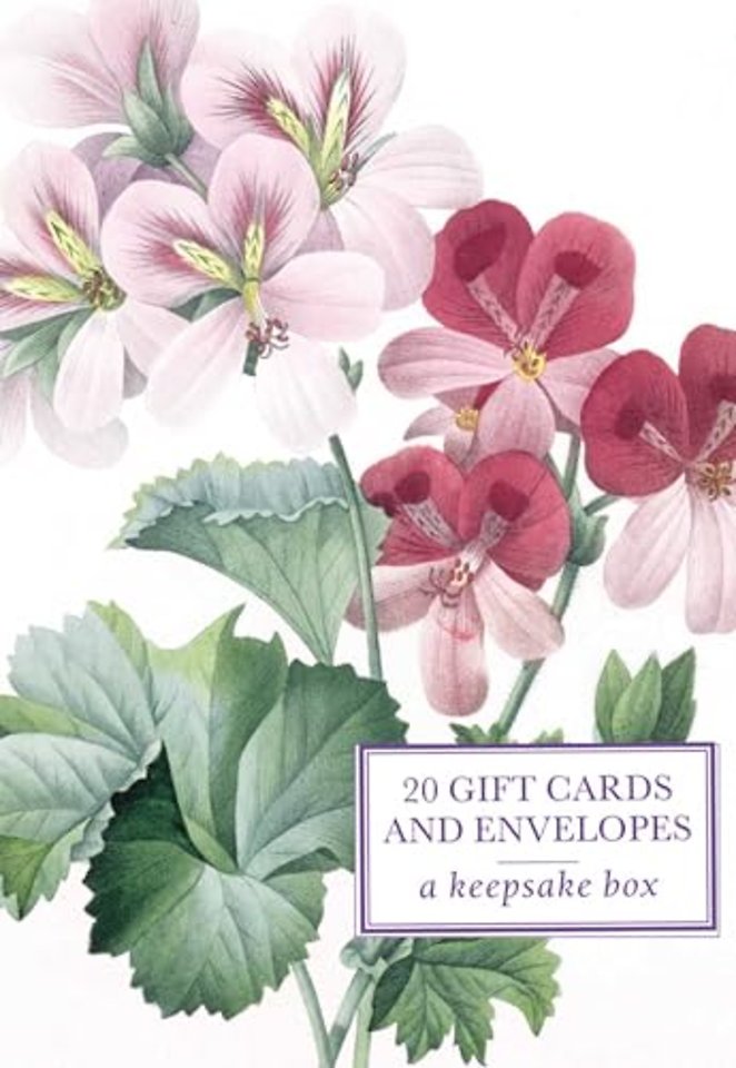 Tin Box of 20 Gift Cards and Envelopes: Redoute Geranium