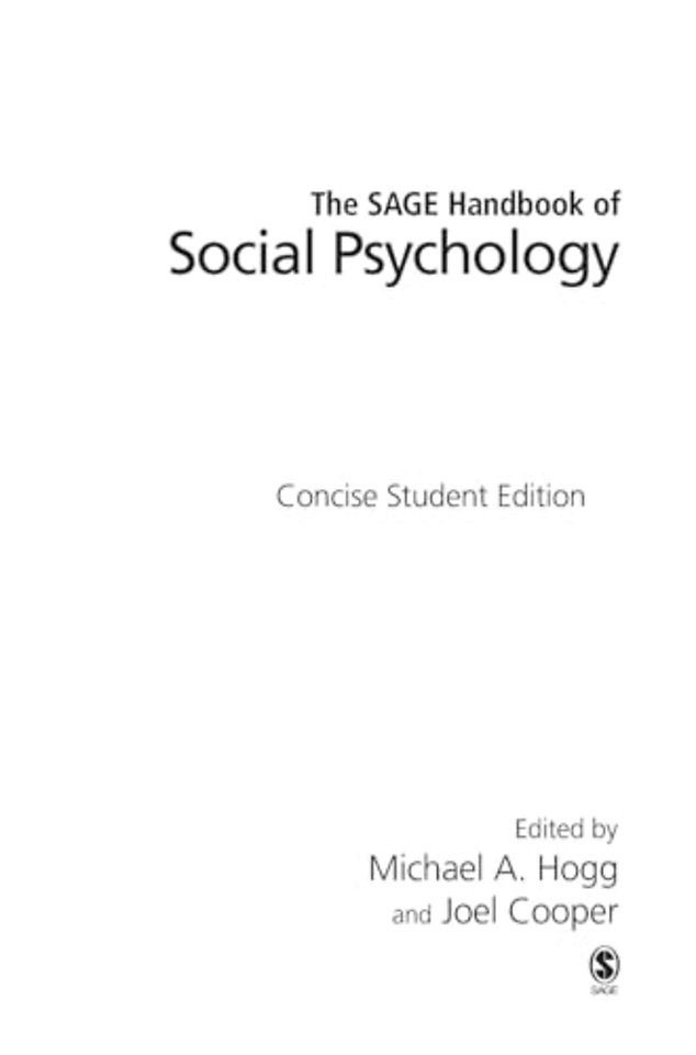 The SAGE Handbook of Social Psychology