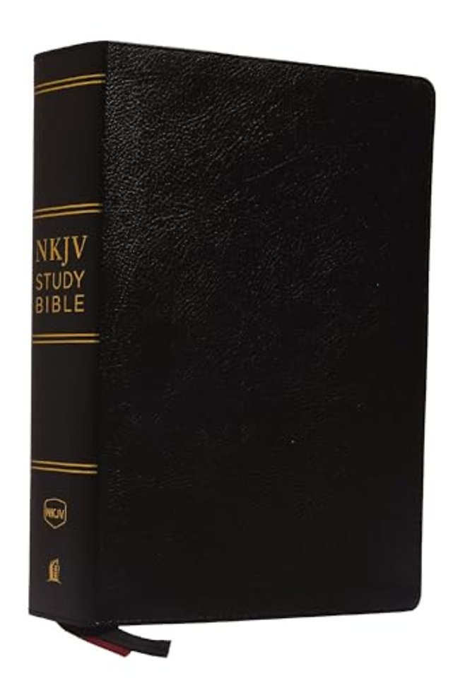 NKJV Study Bible, Premium Bonded Leather, Black, Thumb Indexed, Comfort Print