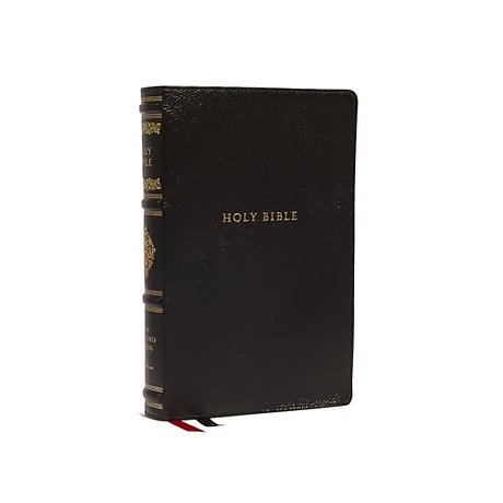NKJV, Personal Size Reference Bible, Sovereign Collection, Genuine Leather, Black, Red Letter, Comfort Print