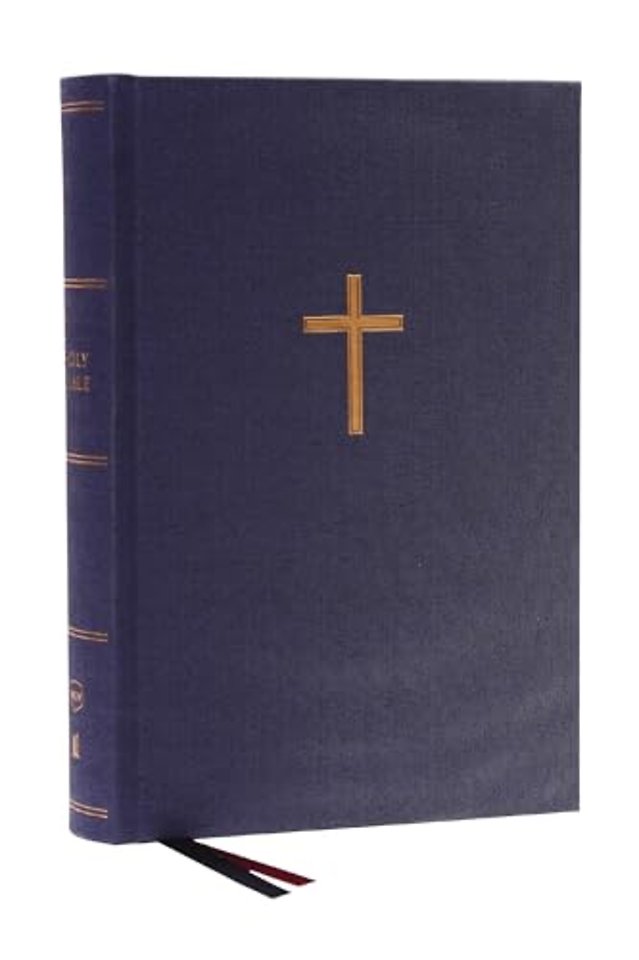 NKJV, Single-Column Wide-Margin Reference Bible, Cloth over Board, Blue, Red Letter, Comfort Print