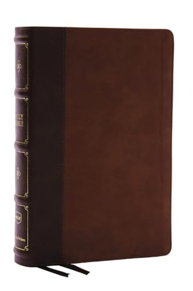 NKJV, Large Print Thinline Reference Bible, Blue Letter, Maclaren Series, Leathersoft, Brown, Comfort Print