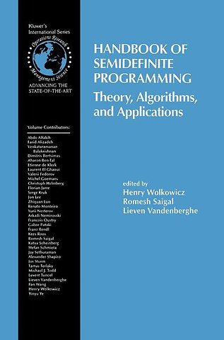 Handbook of Semidefinite Programming