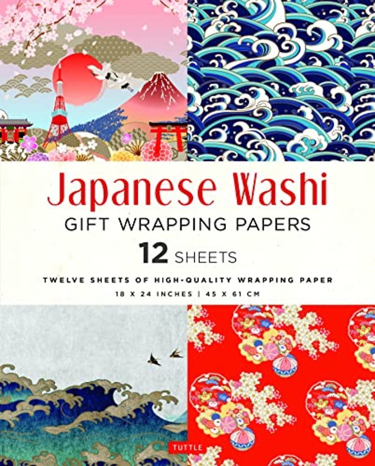 Japanese Washi Gift Wrapping Papers - 12 Sheets