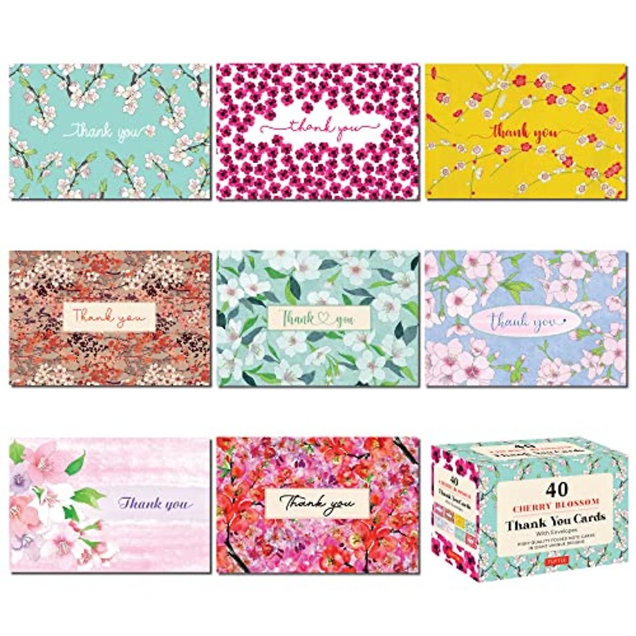 Cherry Blossoms, 40 Thank You Cards with Envelopes