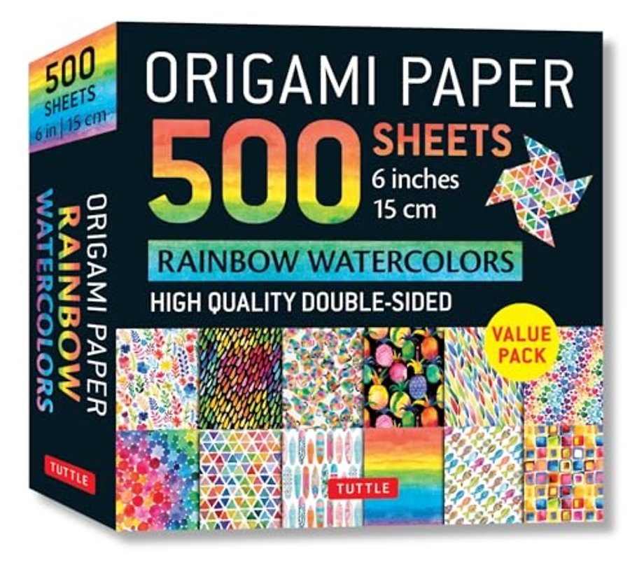 Origami Paper 500 sheets Rainbow Watercolors 6" (15 cm)