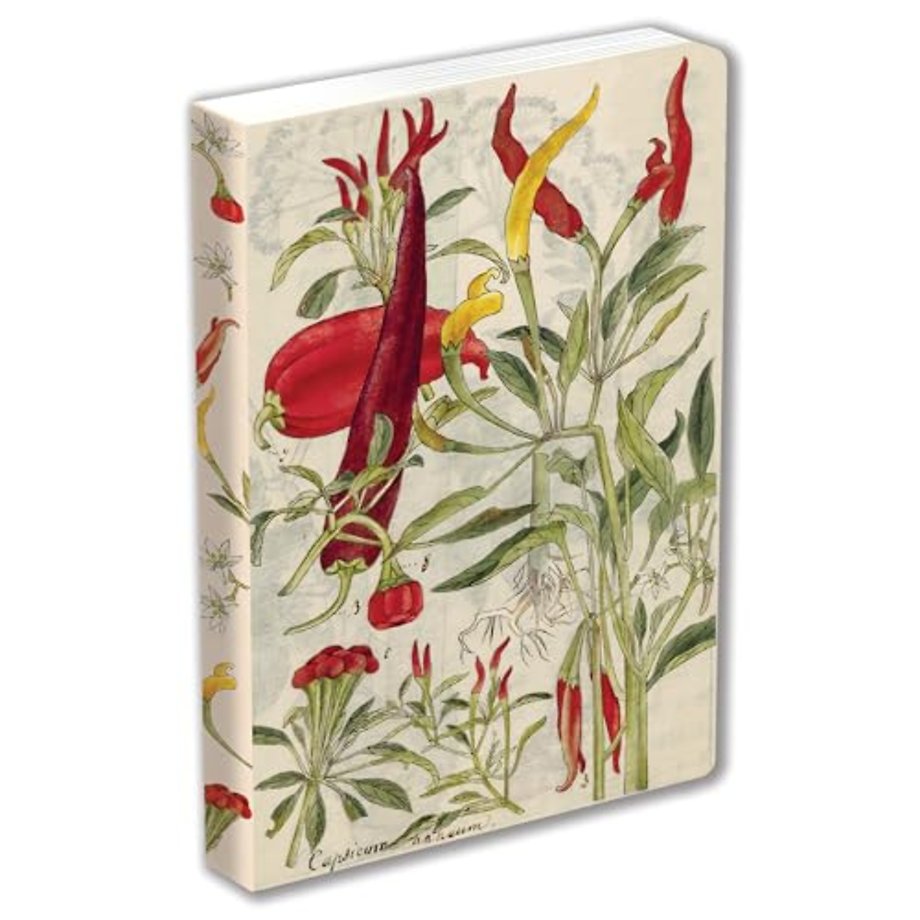 Chili Peppers & Shiso Leaves Blank Hardcover Journal