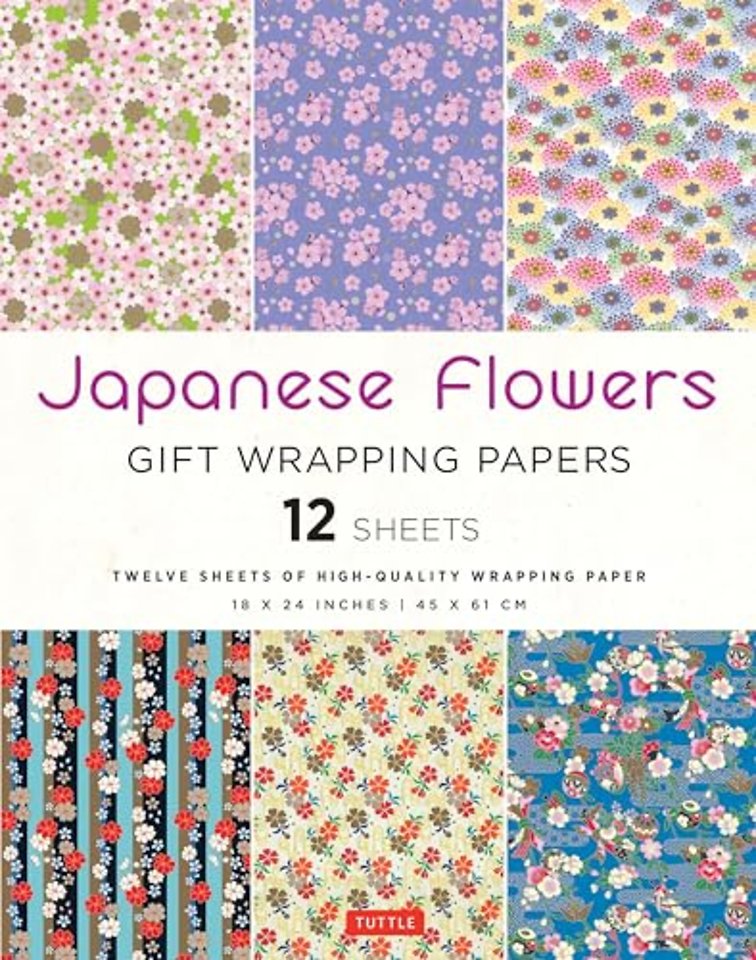Japanese Flowers Gift Wrapping Papers - 12 sheets