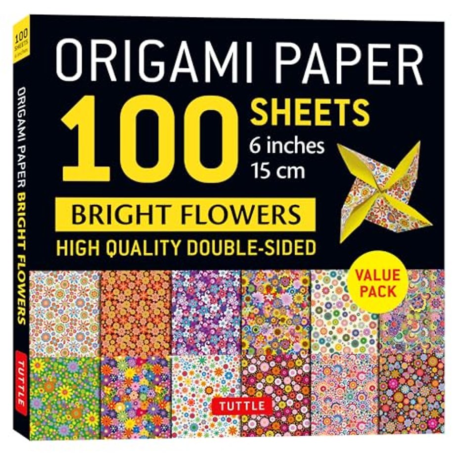 Origami Paper 100 Sheets Bright Flowers 6" (15 cm)