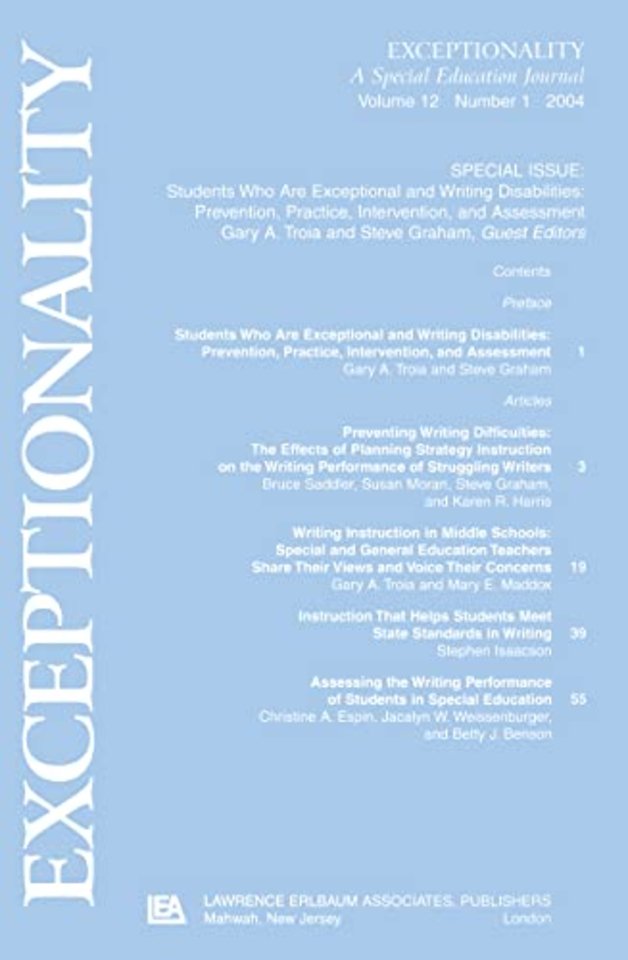 Students Who Are Exceptional and Writing Disabilities