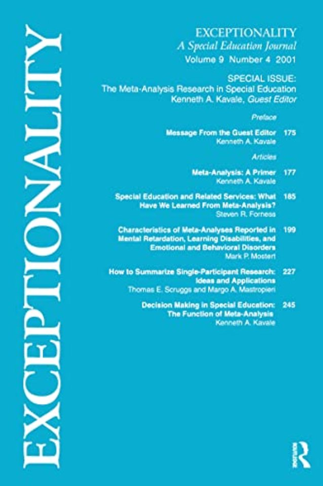 Meta-Analysis Research in Special Education