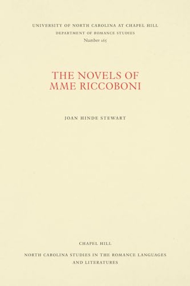 The Novels of Mme Riccoboni