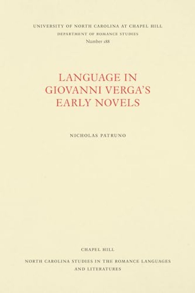 Language in Giovanni Verga's Early Novels