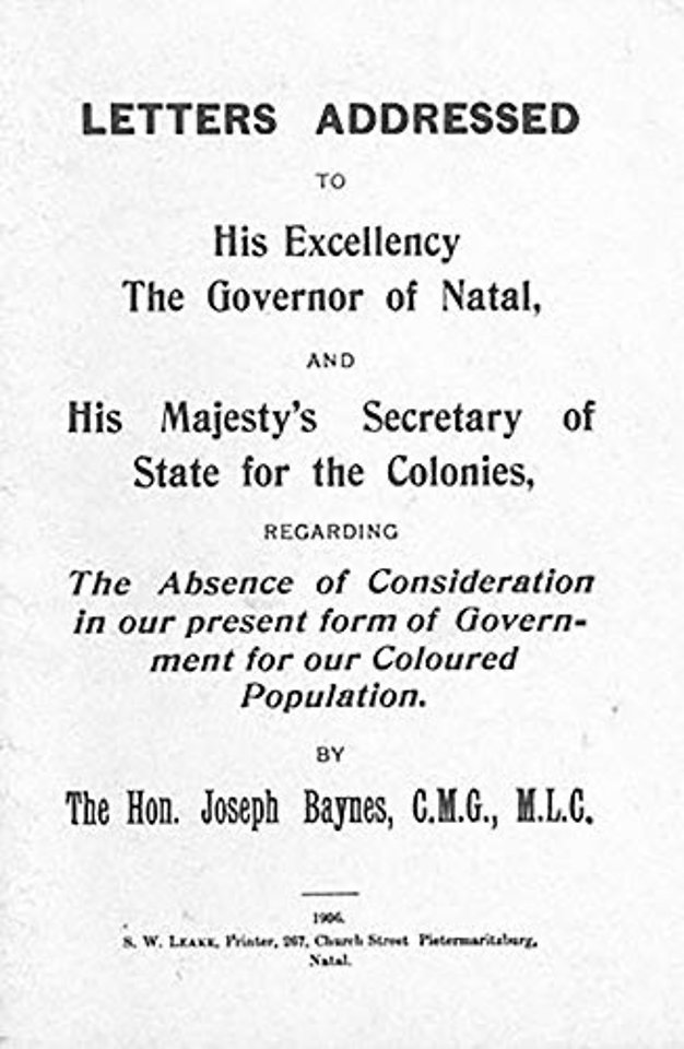 Letters.regarding the Absence of Considertion in Our Present Form of Government for Our Coloured Population (1906) Book 2