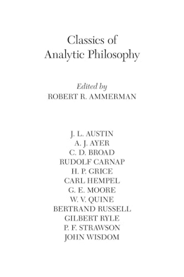 Classics of Analytic Philosophy