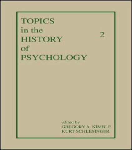 Topics in the History of Psychology