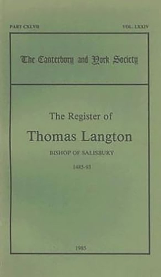 Register of Thomas Langton, Bishop of Salisbury, 1485–93