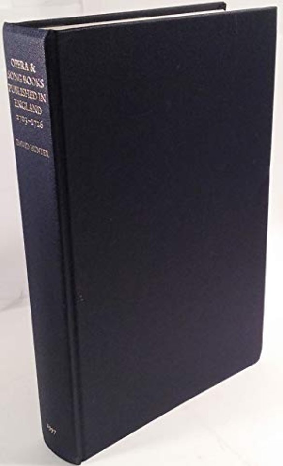 Opera and Song Books Published in England, 1703-1726