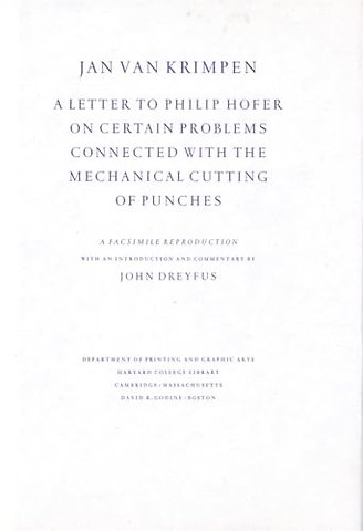 A Letter to Philip Hofer on Certain Problems Connected with the Mechanical Cutting of Punches