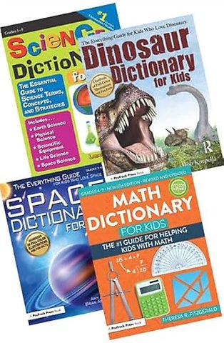 The Everything Guides for Kids - Math, Science, Space and Dinosaur Dictionary Book Bundle
