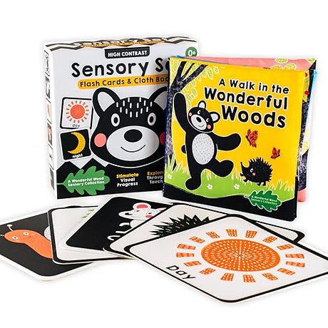 A High-Contrast Black-and-White Sensory Book Set: Part of the A Wonderful Wood Collection for Newborns and Babies 0-2 years