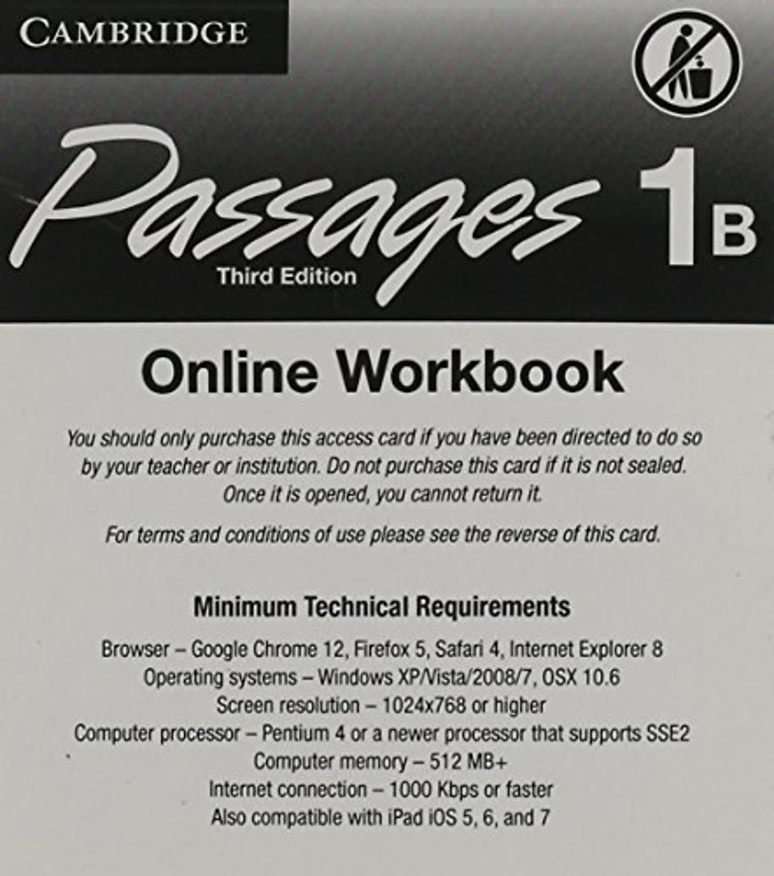 Passages Level 1 Online Workbook B Activation Code Card