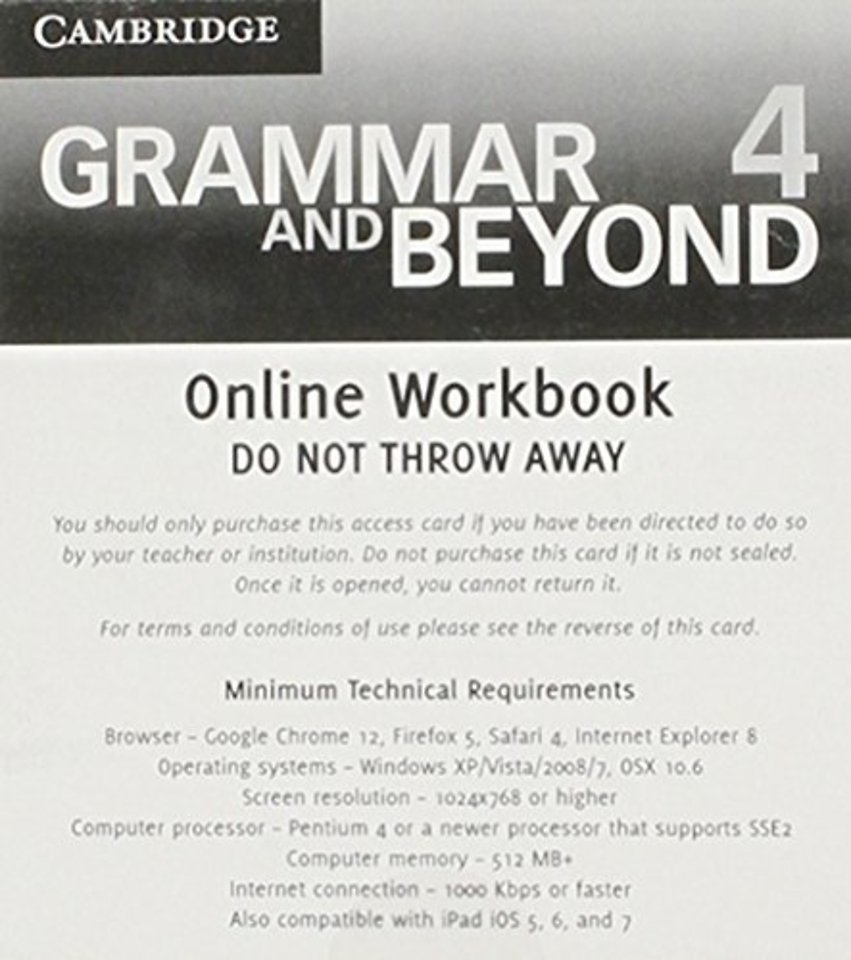 Grammar and Beyond Level 4 Online Workbook (Standalone for Students) via Activation Code Card