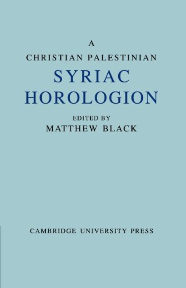 A Christian Palestinian Syriac Horologion