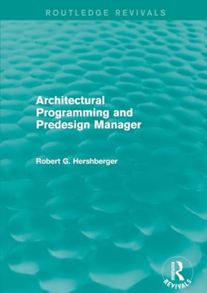 Architectural Programming and Predesign Manager