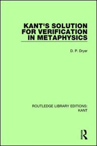 Kant's Solution for Verification in Metaphysics