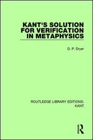 Kant's Solution for Verification in Metaphysics