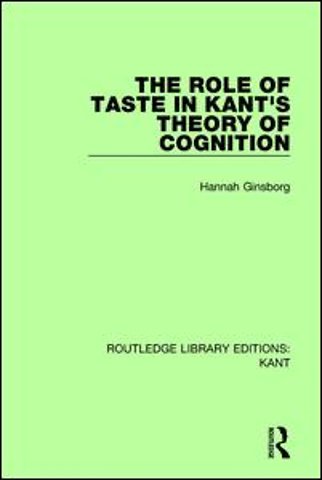Role of Taste in Kant's Theory of Cognition