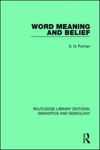 Word Meaning and Belief