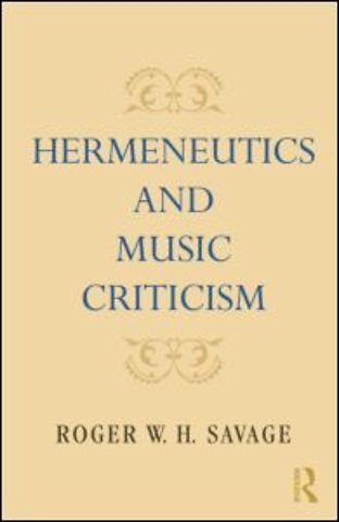 Hermeneutics and Music Criticism