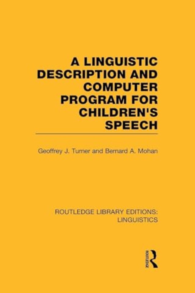 Linguistic Description and Computer Program for Children's Speech