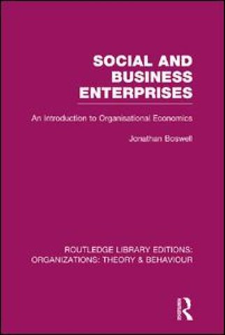 Social and Business Enterprises (RLE: Organizations)