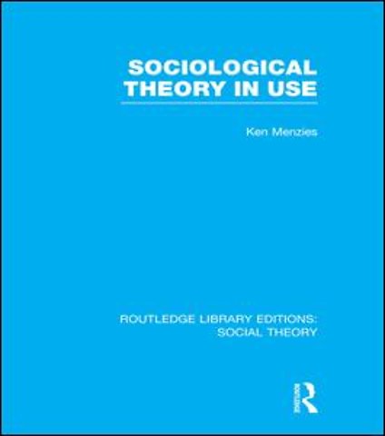 Sociological Theory in Use (RLE Social Theory)