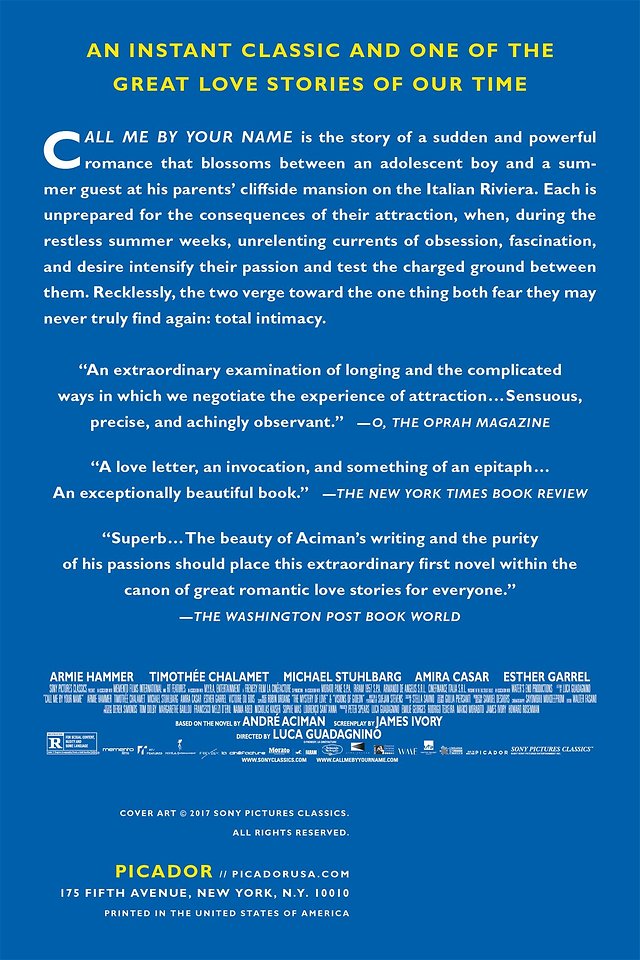 Call Me by Your Name. Movie Tie-In