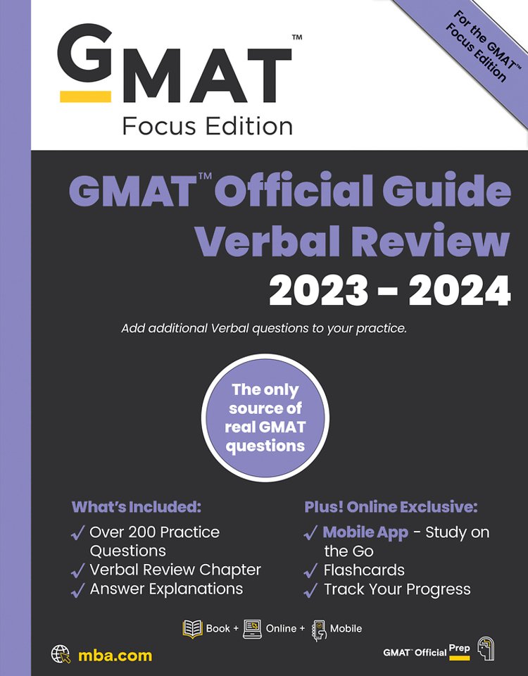 GMAT Official Guide Verbal Review 2023–2024: Book + Online Question Bank