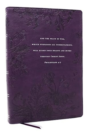Peace of God Bible: Discover and Experience God's Shalom Throughout the Bible (NKJV, Purple Leathersoft, Red Letter, Comfort Print)
