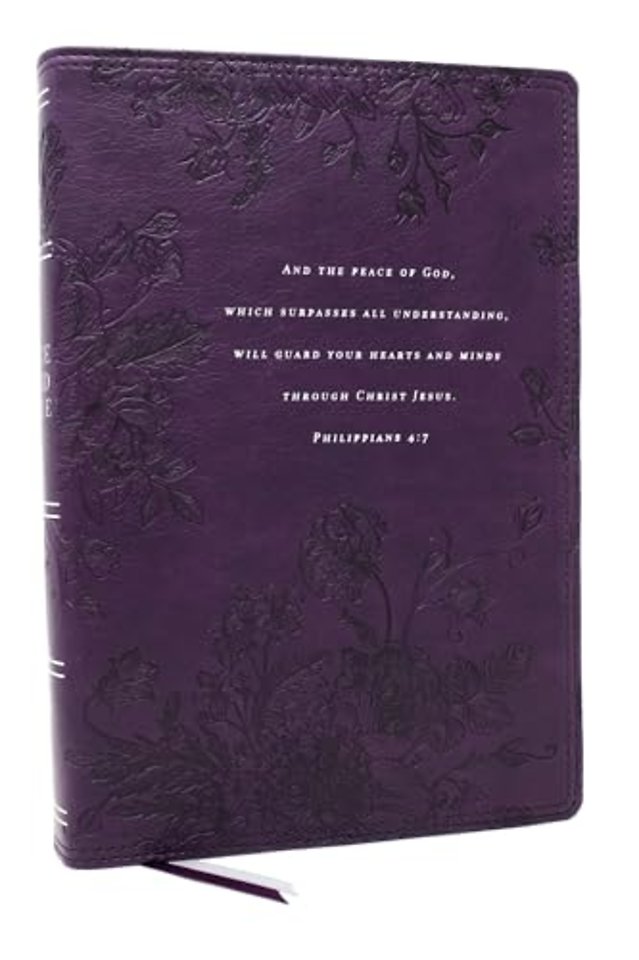 Peace of God Bible: Discover and Experience God's Shalom Throughout the Bible (NKJV, Purple Leathersoft, Red Letter, Comfort Print)