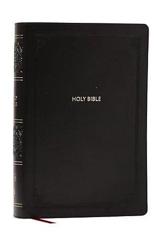 NKJV Giant Print End-of-Verse Reference Bible, Black Leathersoft, Red Letter, Comfort Print
