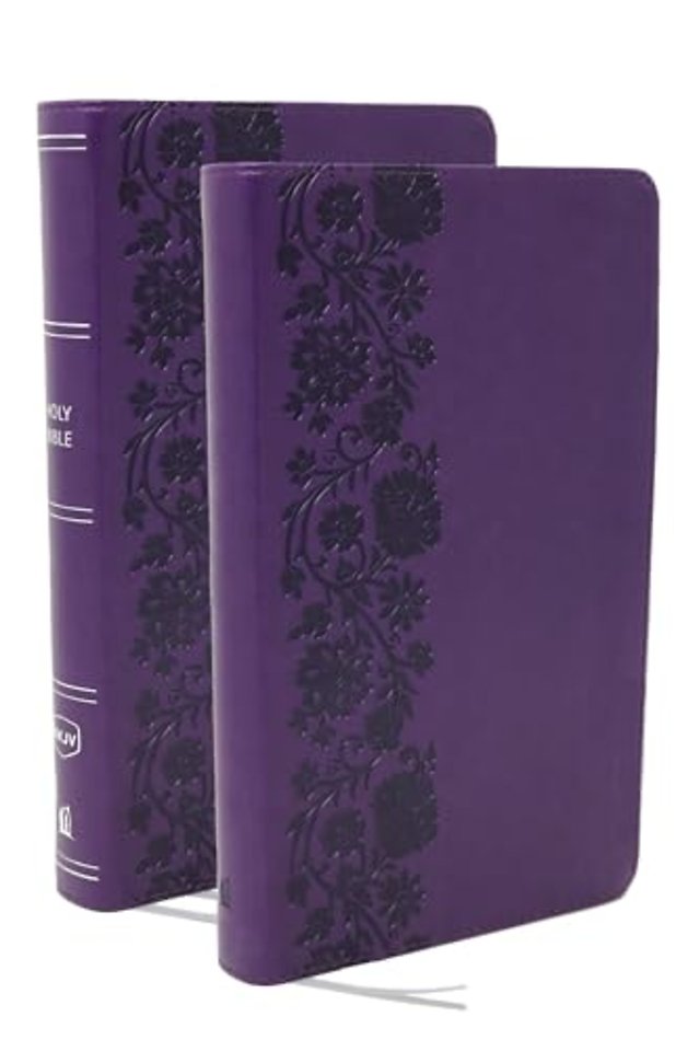NKJV Bible + Journal Set: Personal Size, Large Print Bible with Cross-References, Purple Leathersoft