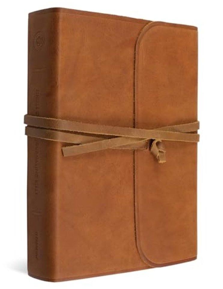 ESV Single Column Journaling Bible, Large Print (Natural Leather, Brown, Flap with Strap)