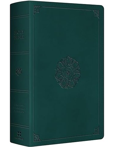 ESV Large Print Personal Size Bible, Red Letter (TruTone, Deep Teal, Emblem Design)